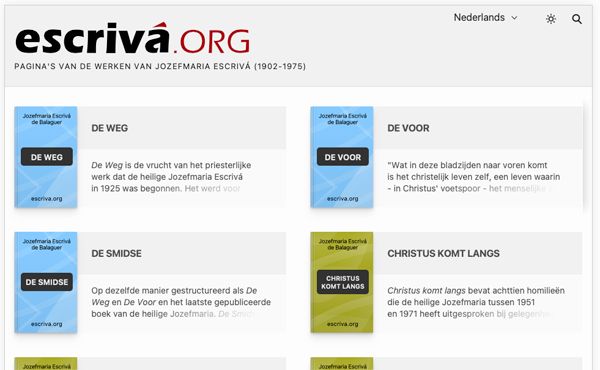 De homepage van escriva.org