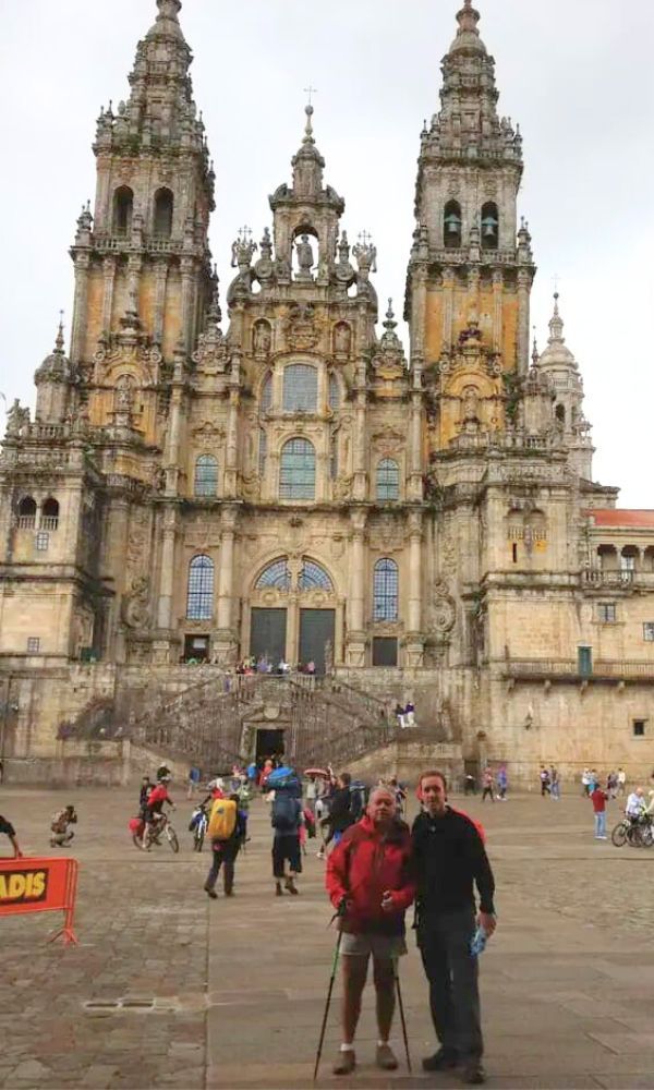 Al final del Camino de Santiago que hizo con su padre para reconciliarse y acercarse más a él.