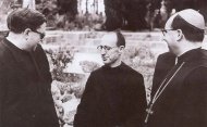 Sant Josepmaria, el monjo Adalbert Franquesa i l’abat Aureli Maria Escarré