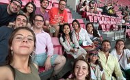 Blanca con algunos de los amigos a los que llevó a esta Jornada Mundial de la Juventud.