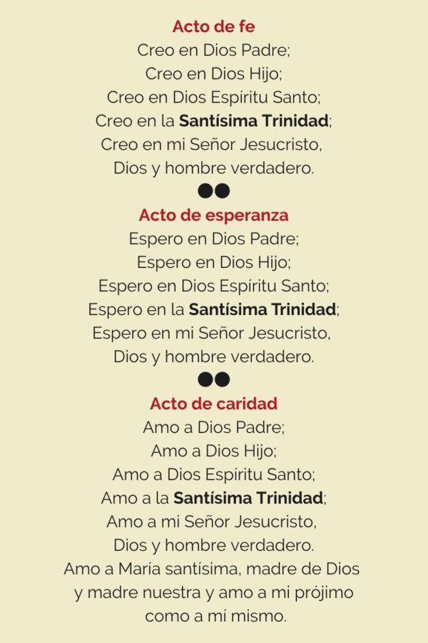 Una de las oraciones a la Santísima Trinidad del devocionario.