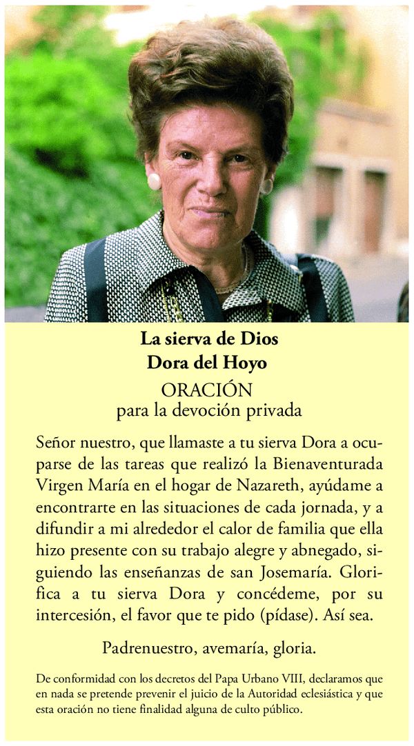 Oración para la devoción privada a Dora del Hoyo