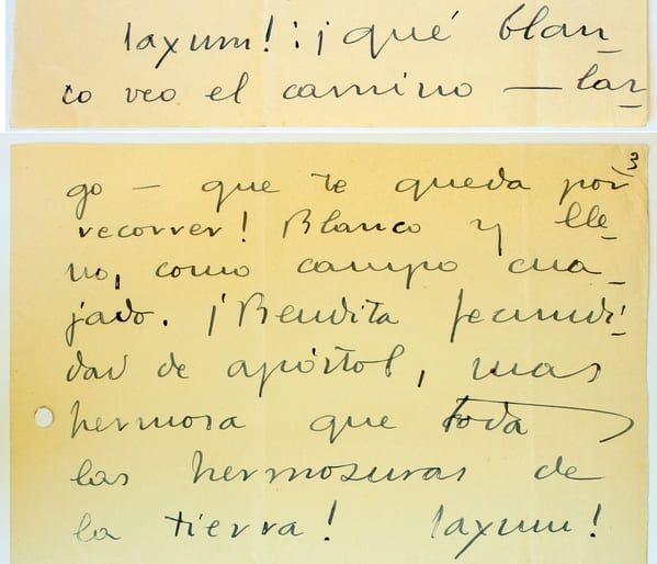 Carta en la que el fundador del Opus Dei se dirige a don Álvaro llamándole saxum (roca)