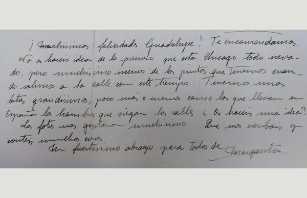 Carta de Margarita Barturen a Guadalupe Ortiz de Landázuri (Chicago, 1954).