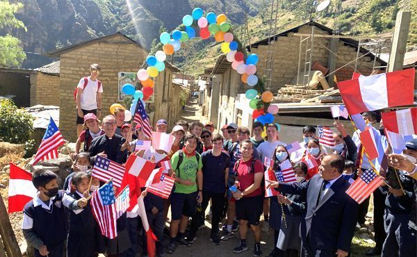 Villagers welcome the workcampers