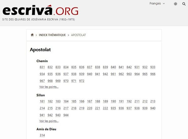 Index thématique en fonction de l'ouvrage à consulter.