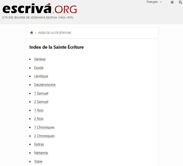 Index des références à l'Écriture Sainte.