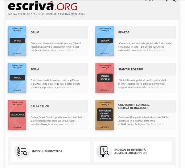 Pagina de pornire a site-ului escriva.org