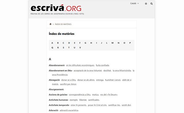 Desglossament per temes.