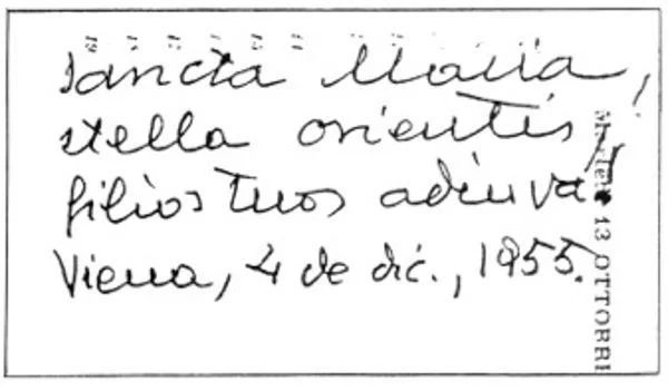 <img data-version="v1" src="//images.opusdei.org/?url=https://odnmedia.s3.amazonaws.Niederschrift des Stoßgebetes der Stella Orientis. Der hl. Josefmaria schrieb den Text auf eine leere Seite seines Notizbuches.