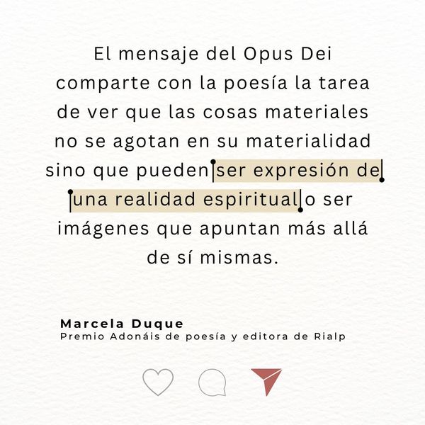 Frase de Marcela Duque durante su intervención en la presentación de la edición número 100 en castellano de Camino
