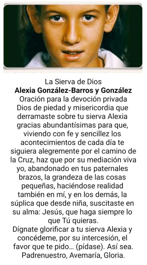 Oración para pedir la intercesión de Alexia González-Barros.