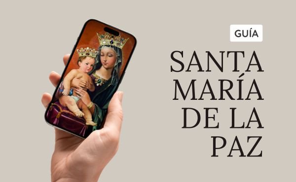 Un teléfono con la guía digital de Santa María de la Paz