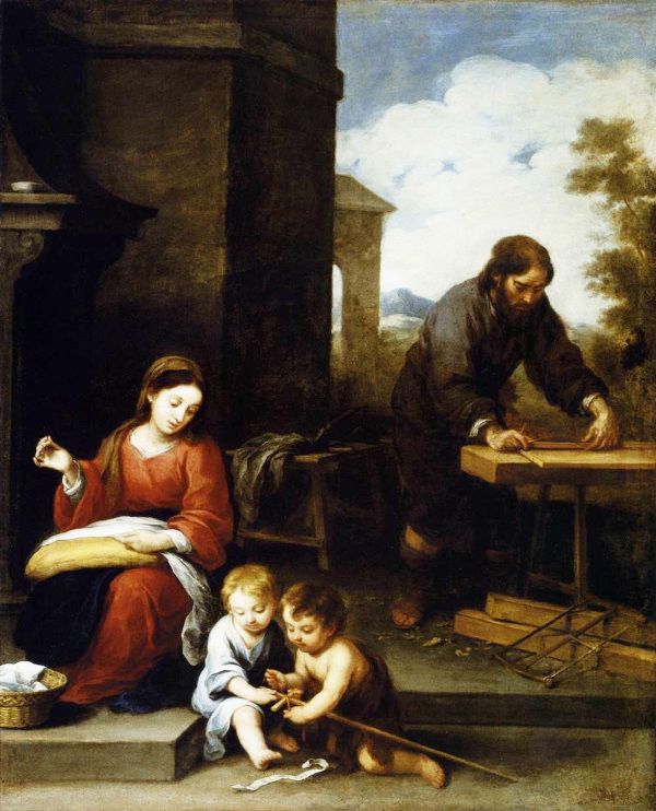 Den heliga familjen med Johannesbarnet - Bartolomé Esteban Murillo