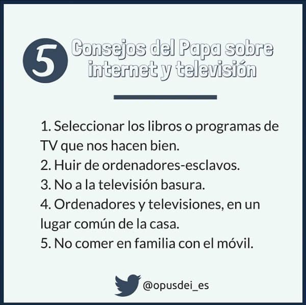 5 consejos del Papa para un buen uso de internet y la televisión