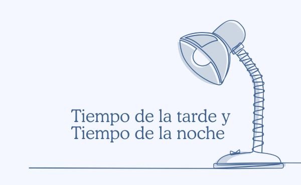 Una lámpara. Portada del texto "tiempo de la tarde, tiempo de la noche"