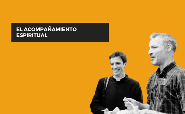 Sacerdote con un laico, ilustrando un artículo sobre el acompañamiento espiritual o dirección espiritual