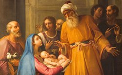 La purificación de la Virgen y la presentación del Niño Jesús en el templo.