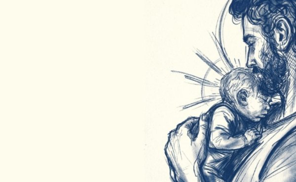 Ilustración: san Jose con Jesús en brazos