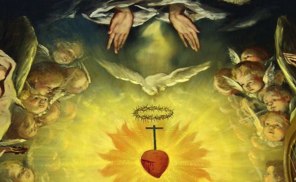 Detail of the painting ‘Allegory of the Sacred Heart’ by Federico Laorga, which is in the Sanctuary of Torreciudad.