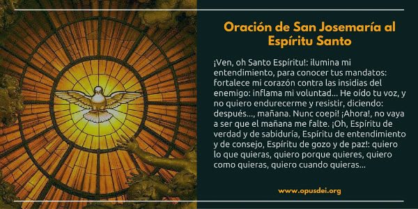 Oración de san Josemaría al Espíritu Santo